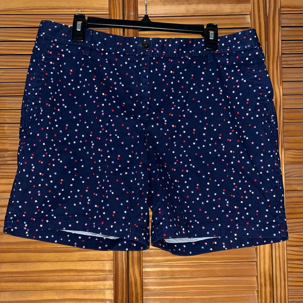 Talbots Relaxed Chino‎ Shorts Blue with Mini Stars Size 14